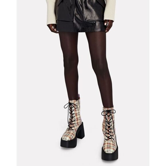 Larroude Plaid Ankle Boots with Black Soles - Picture 4 of 13